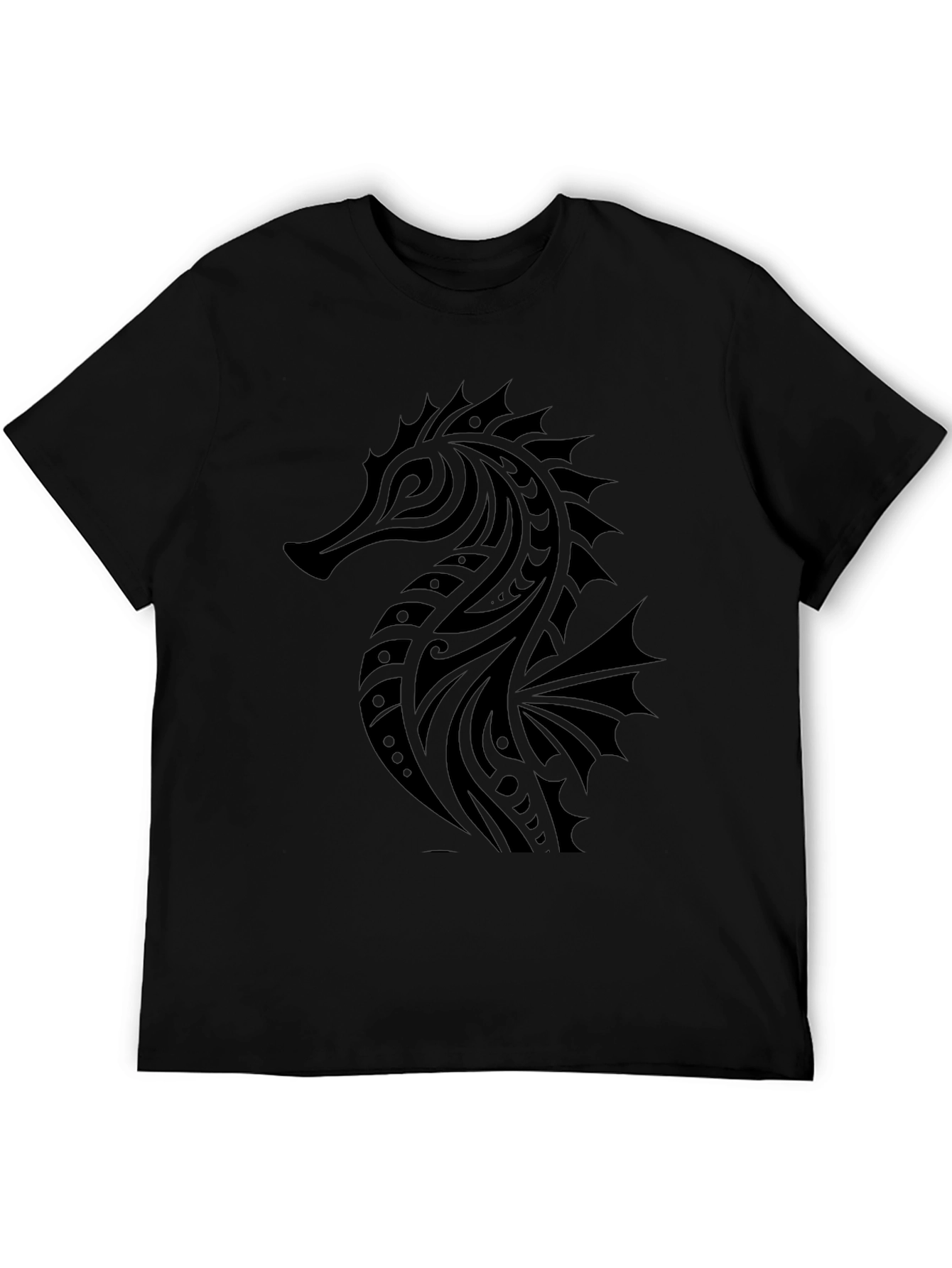 Tribal Seahorse Graphic T-Shirt - Black