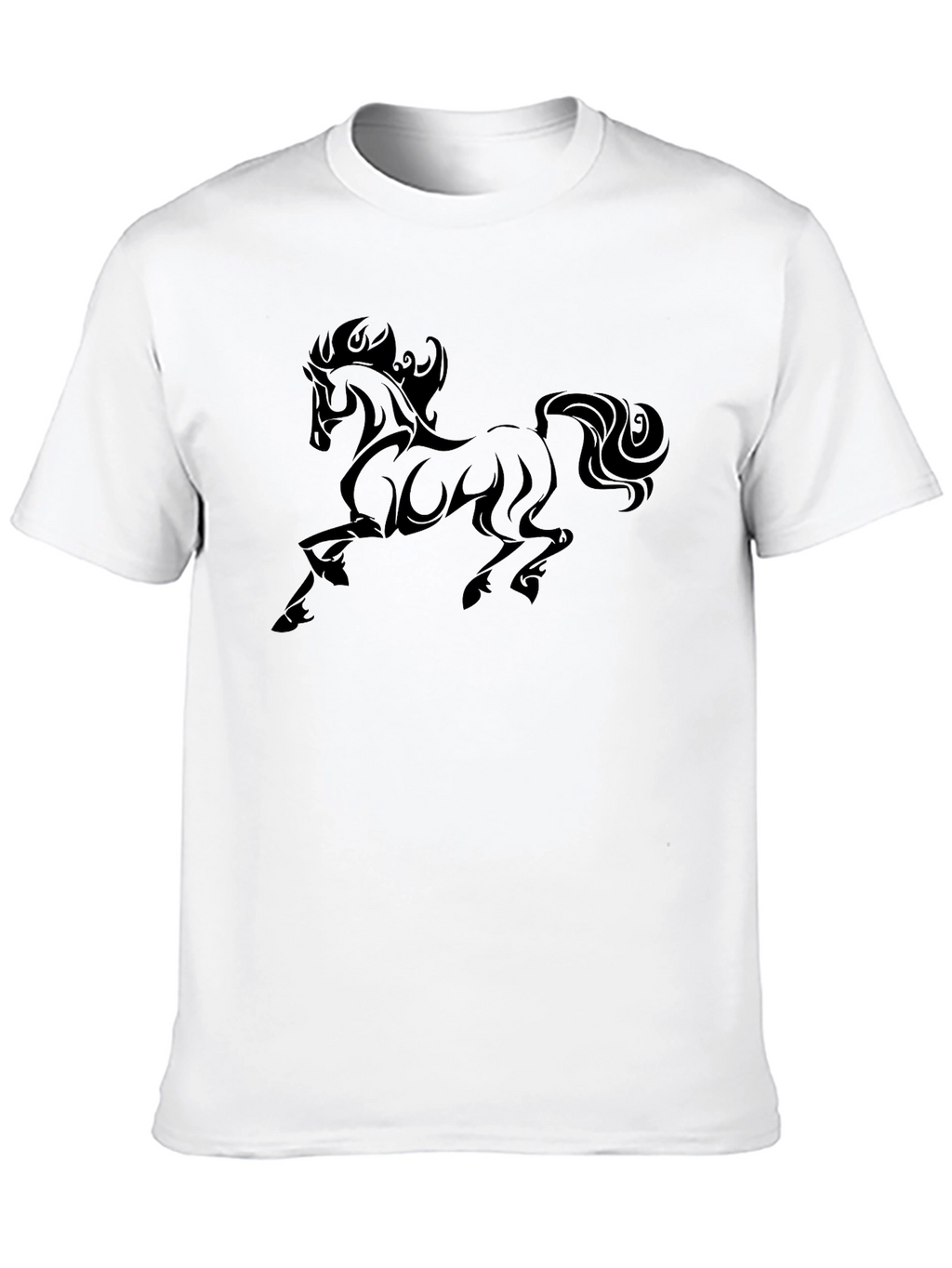 Mens Black T-Shirt with Bold Horse Graphic