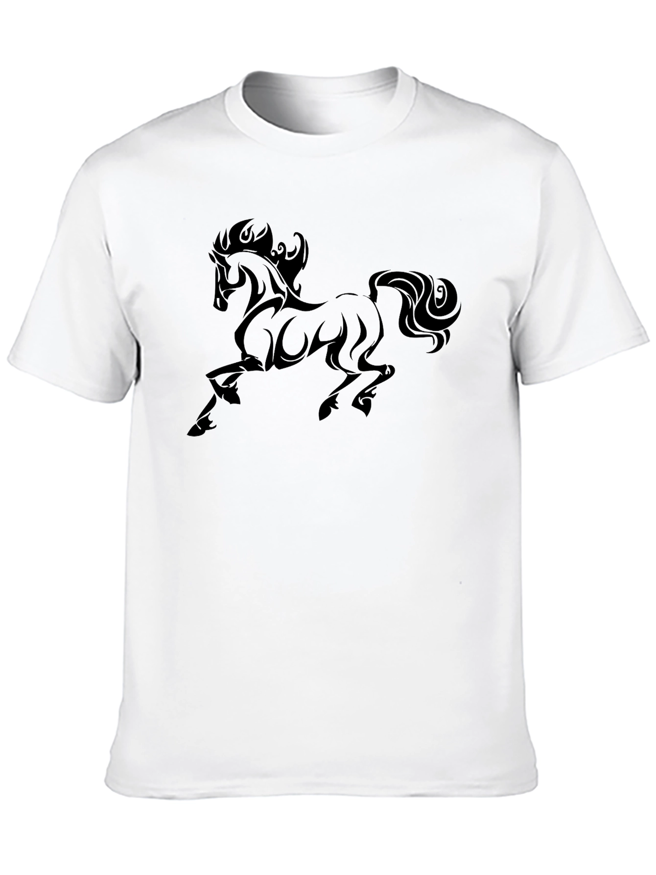 Mens Black T-Shirt with Bold Horse Graphic