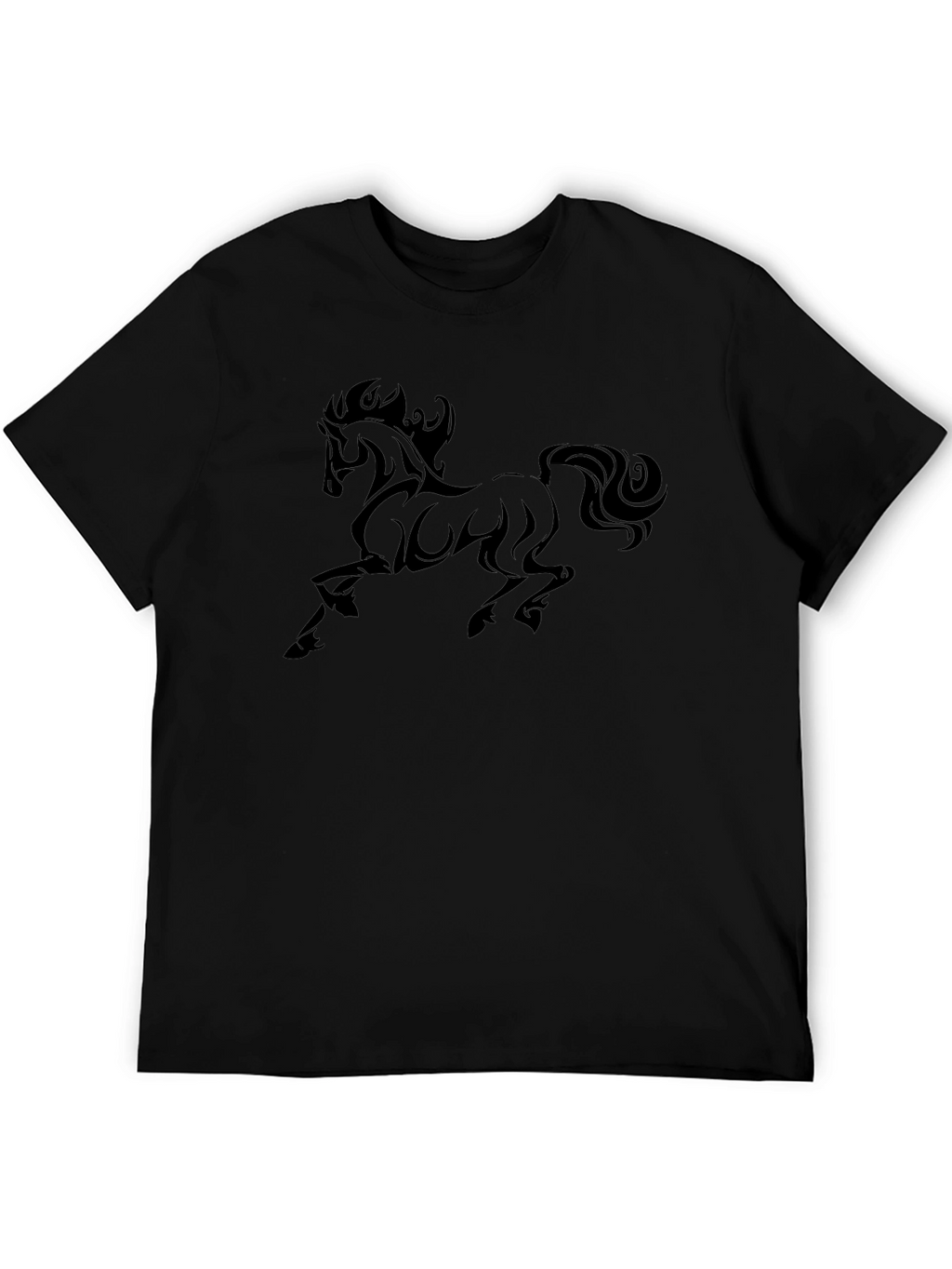 Mens Black T-Shirt with Bold Horse Graphic