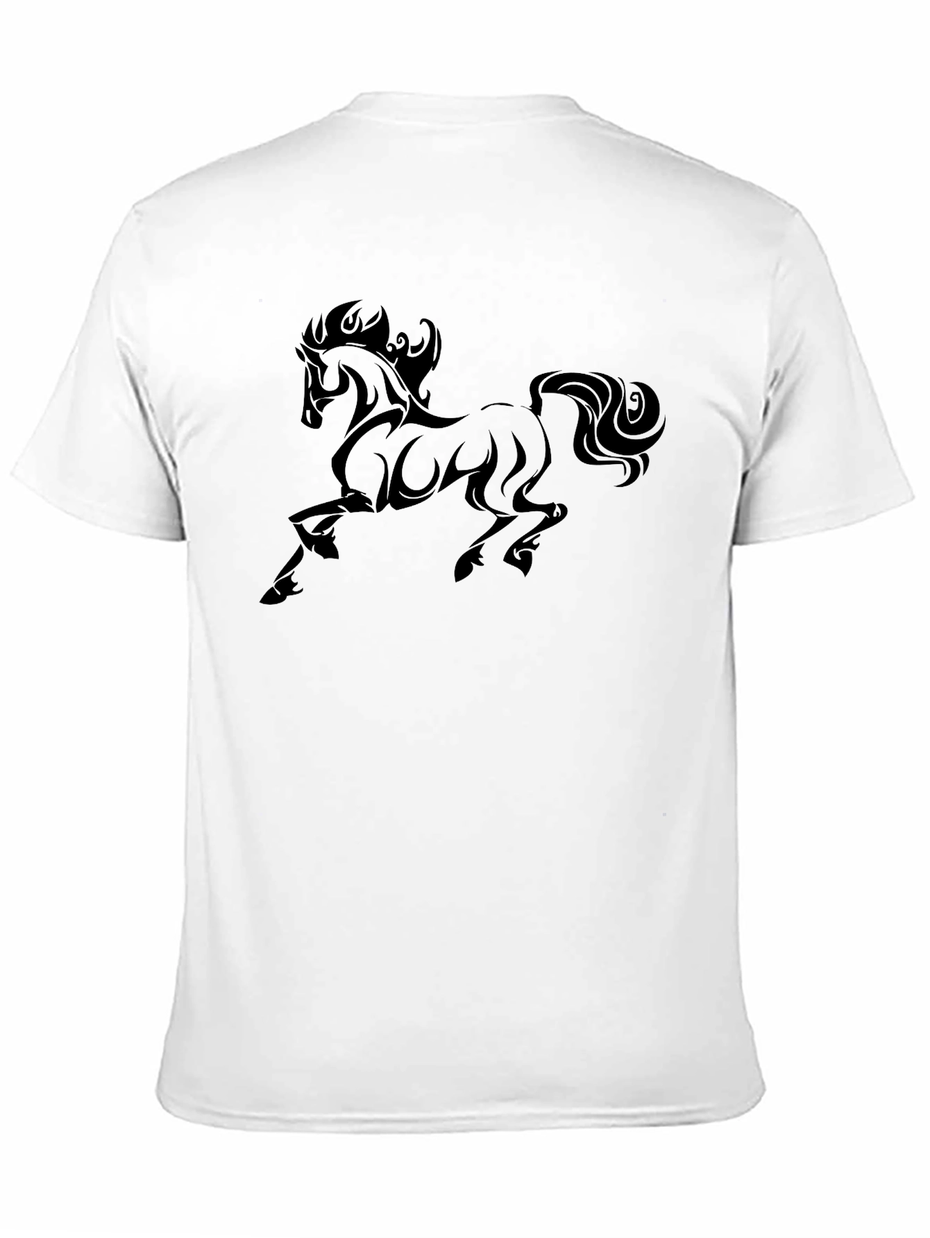 Mens Black T-Shirt with Bold Horse Graphic