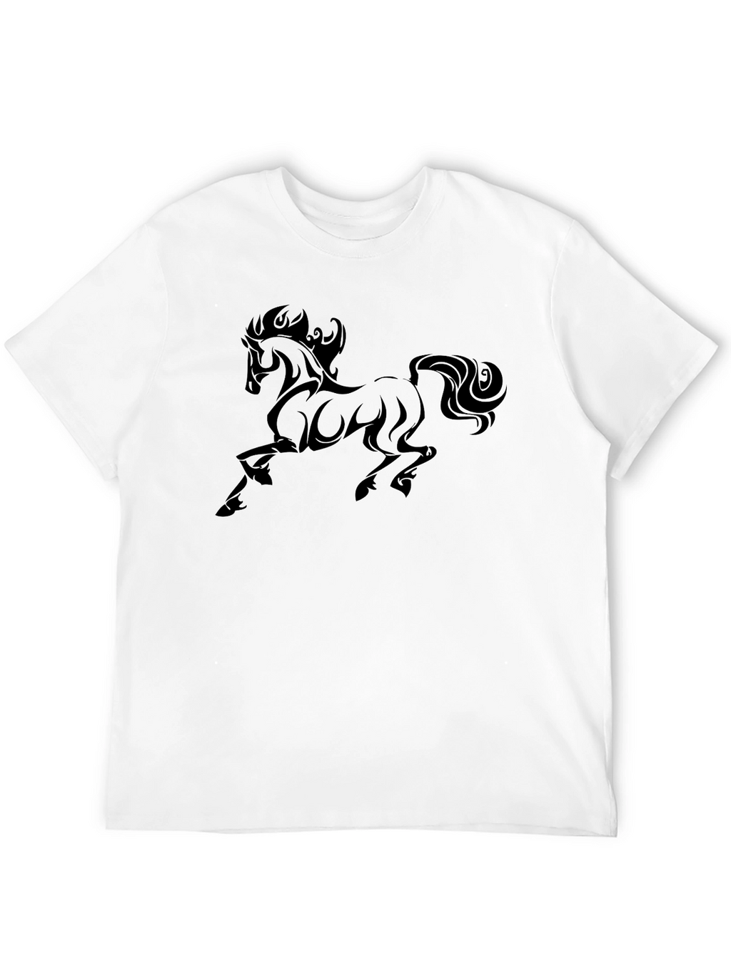Mens Black T-Shirt with Bold Horse Graphic