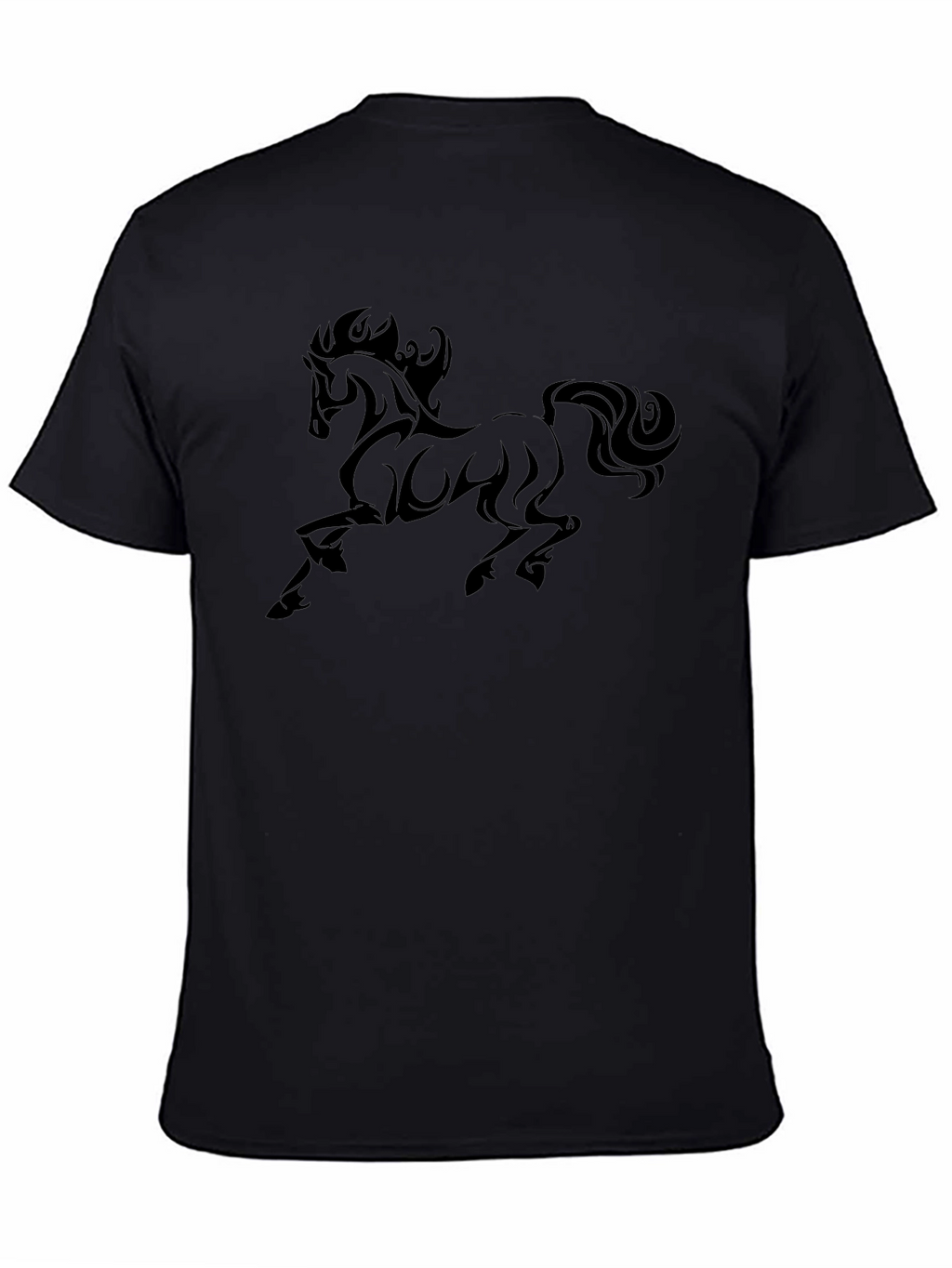 Mens Black T-Shirt with Bold Horse Graphic