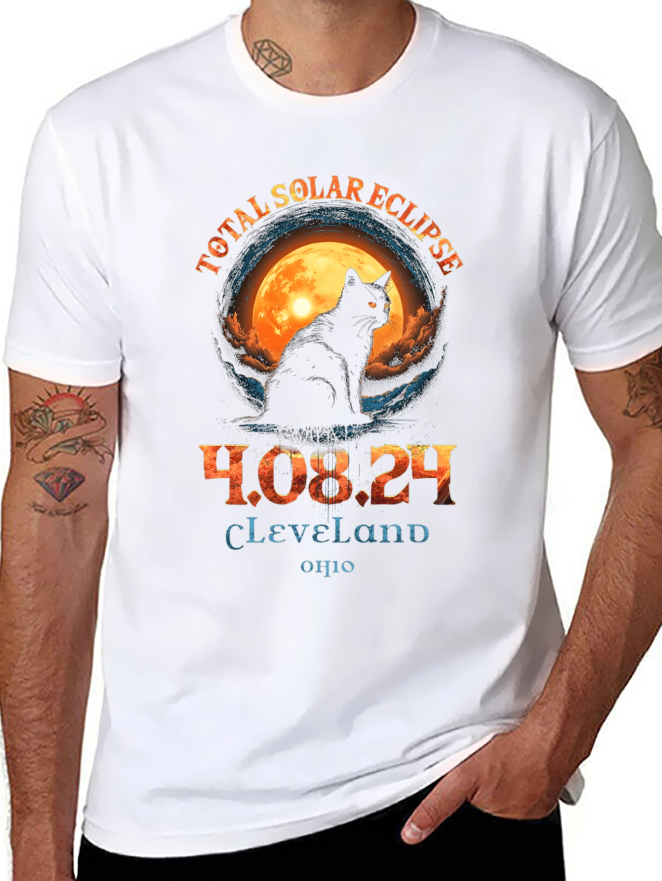 Total Solar Eclipse 2024 Cat T-Shirt