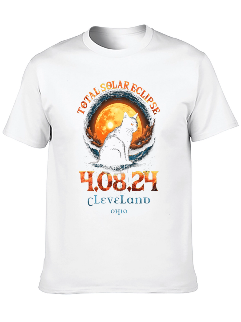 Total Solar Eclipse 2024 Cat T-Shirt
