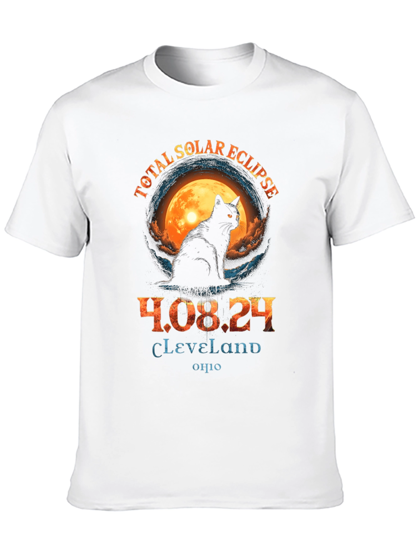 Total Solar Eclipse 2024 Cat T-Shirt