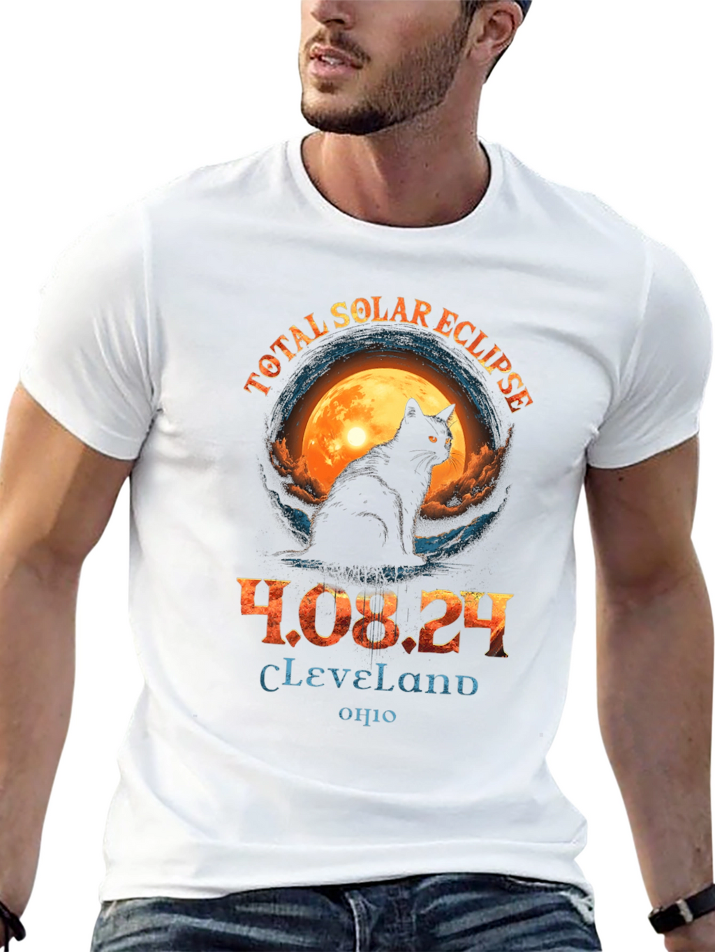 Total Solar Eclipse 2024 Cat T-Shirt