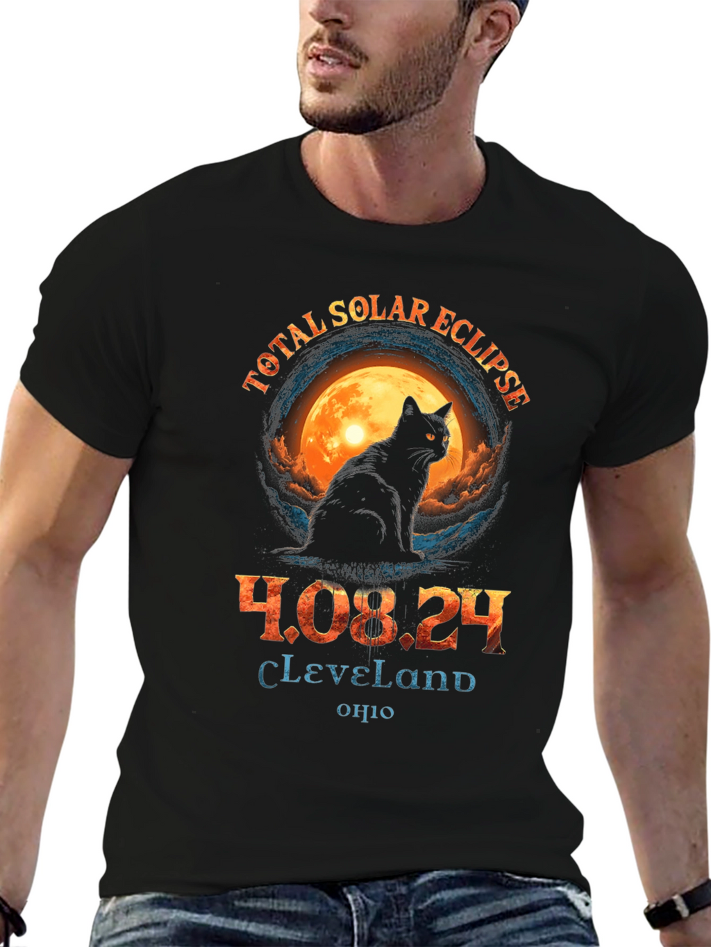 Total Solar Eclipse 2024 Cat T-Shirt