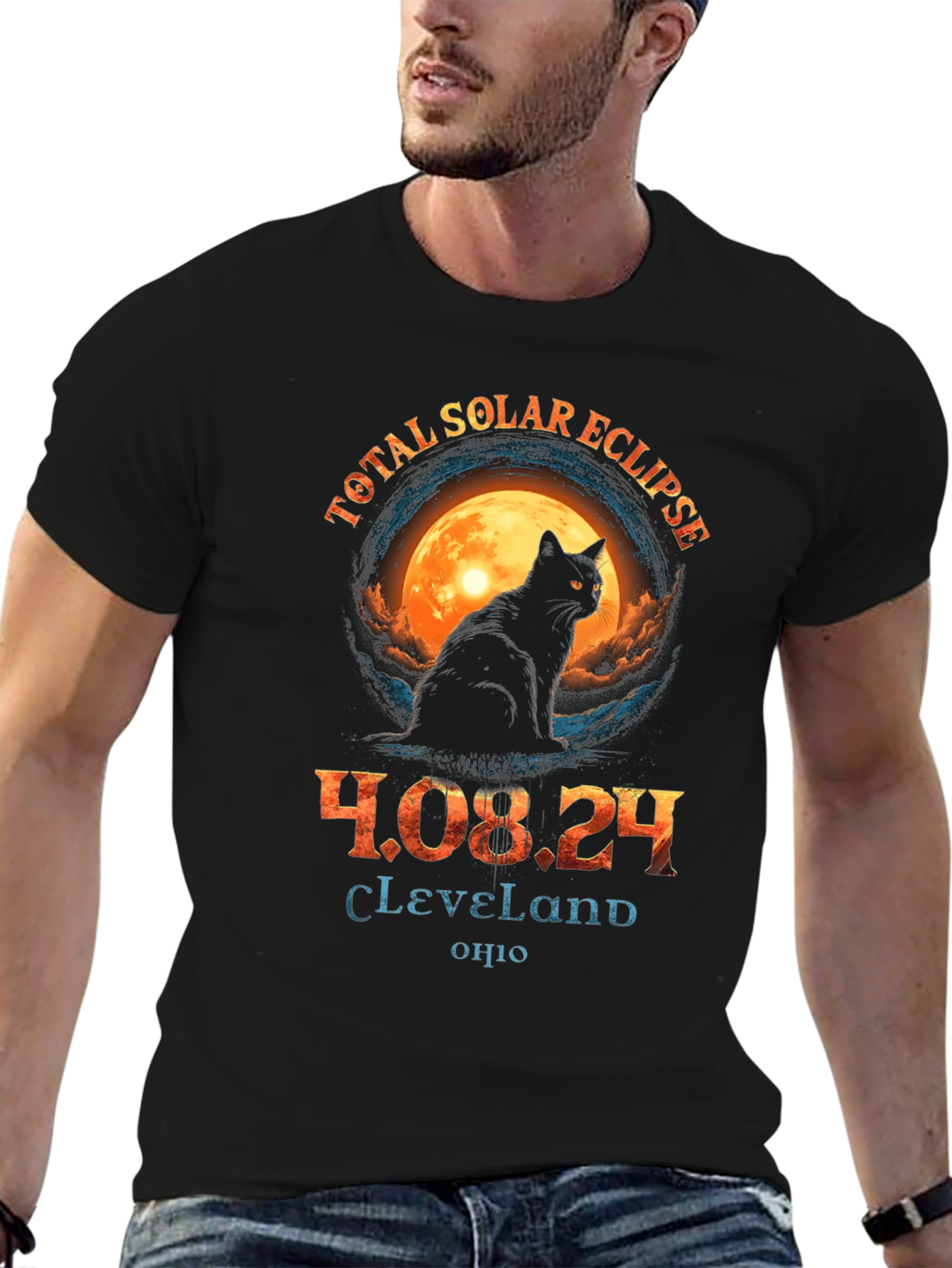 Total Solar Eclipse 2024 Cat T-Shirt