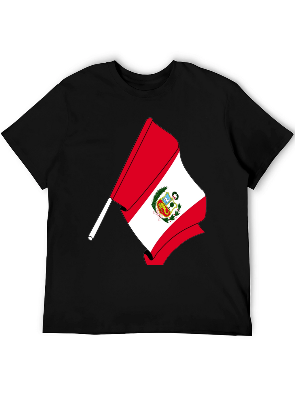 Peru Flag Graphic T-Shirt - Black
