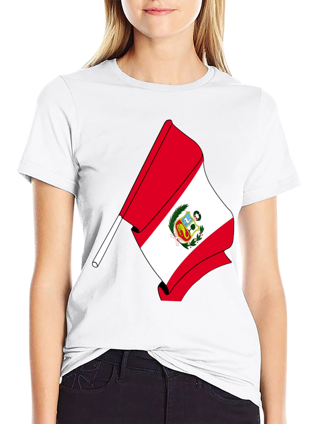 Peru Flag Graphic T-Shirt - Black