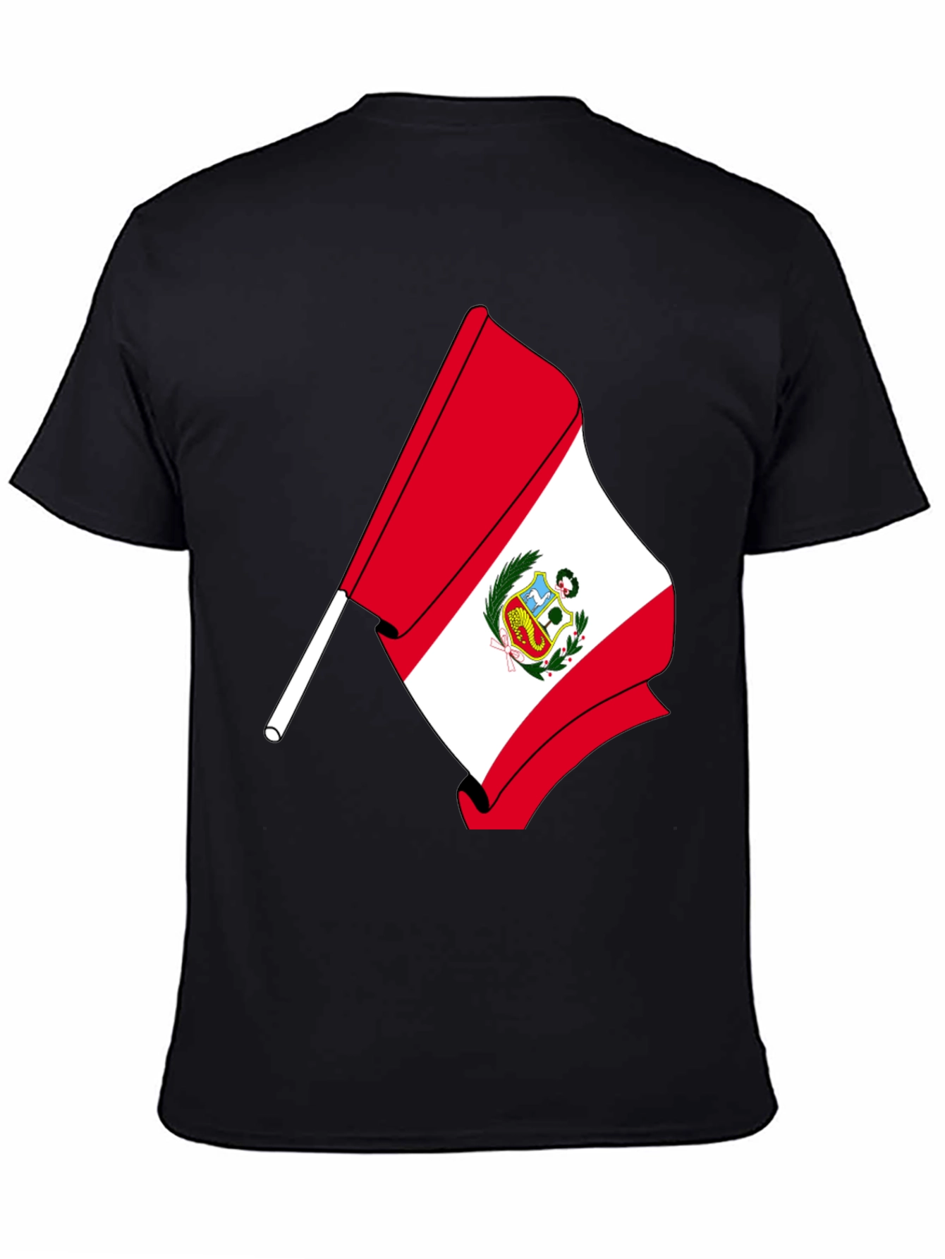 Peru Flag Graphic T-Shirt - Black