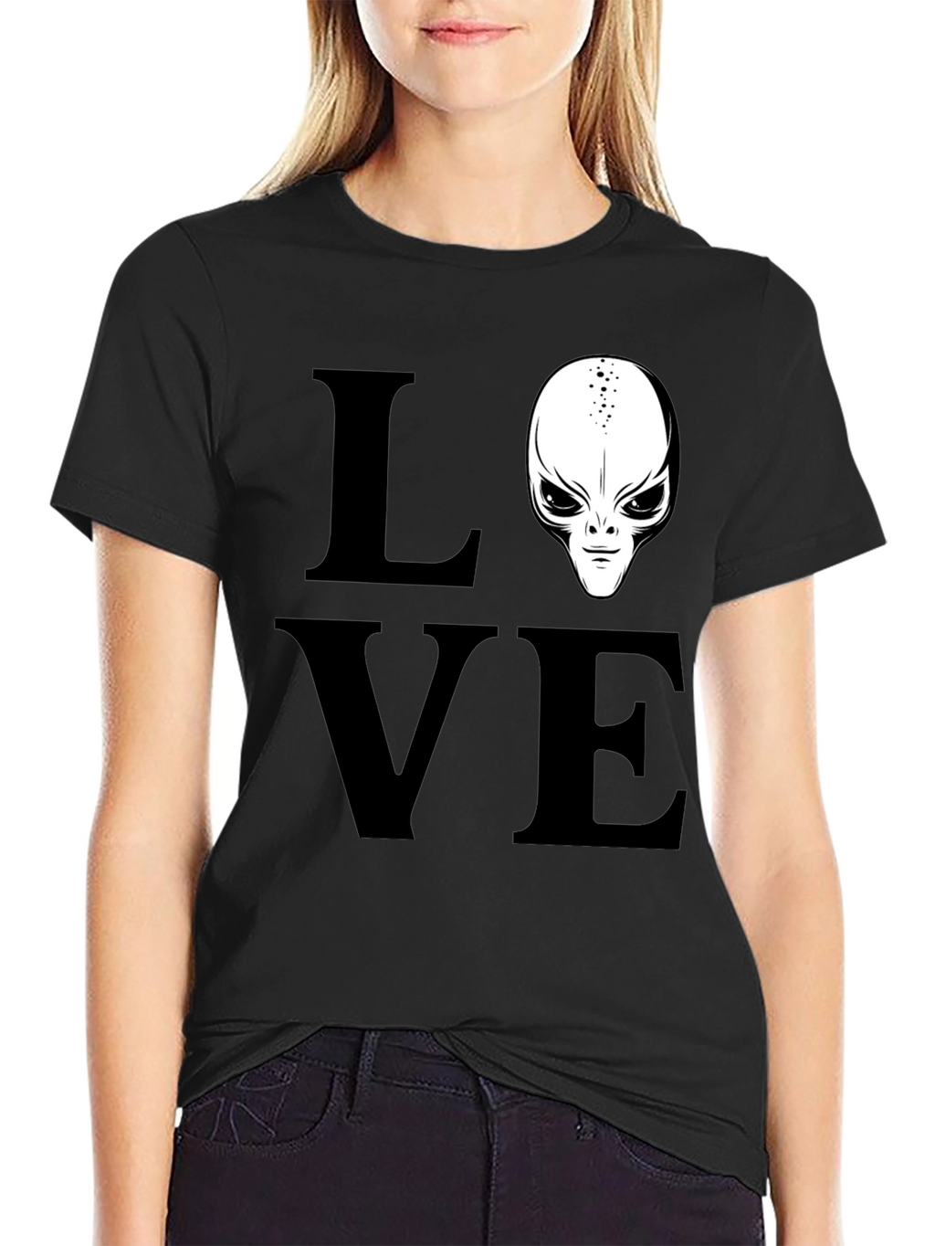Love Alien Black T-Shirt Sci-Fi Design