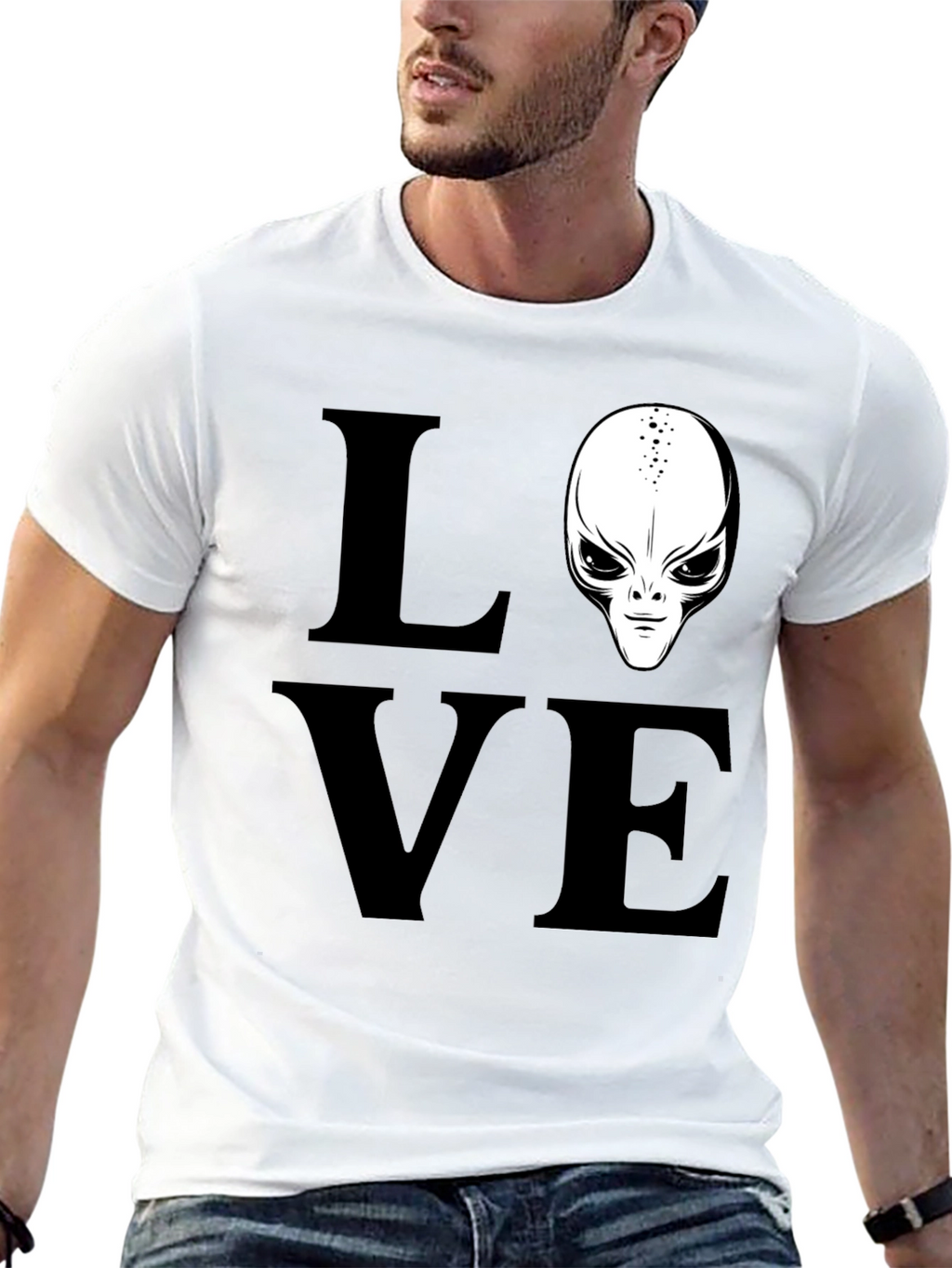 Love Alien Black T-Shirt Sci-Fi Design