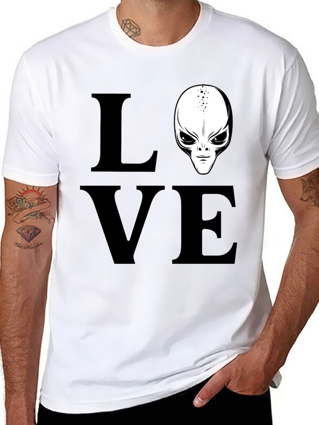 Love Alien Black T-Shirt Sci-Fi Design