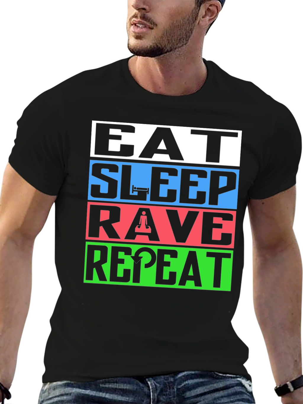 Eat Sleep Rave Repeat T-Shirt - EDM Party Tee