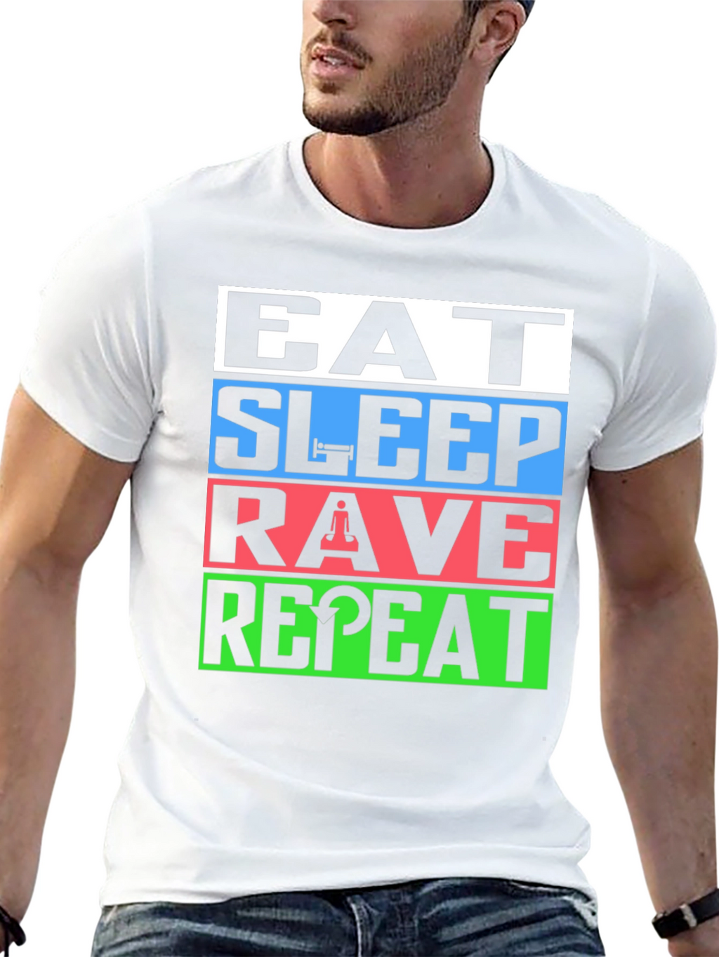 Eat Sleep Rave Repeat T-Shirt - EDM Party Tee