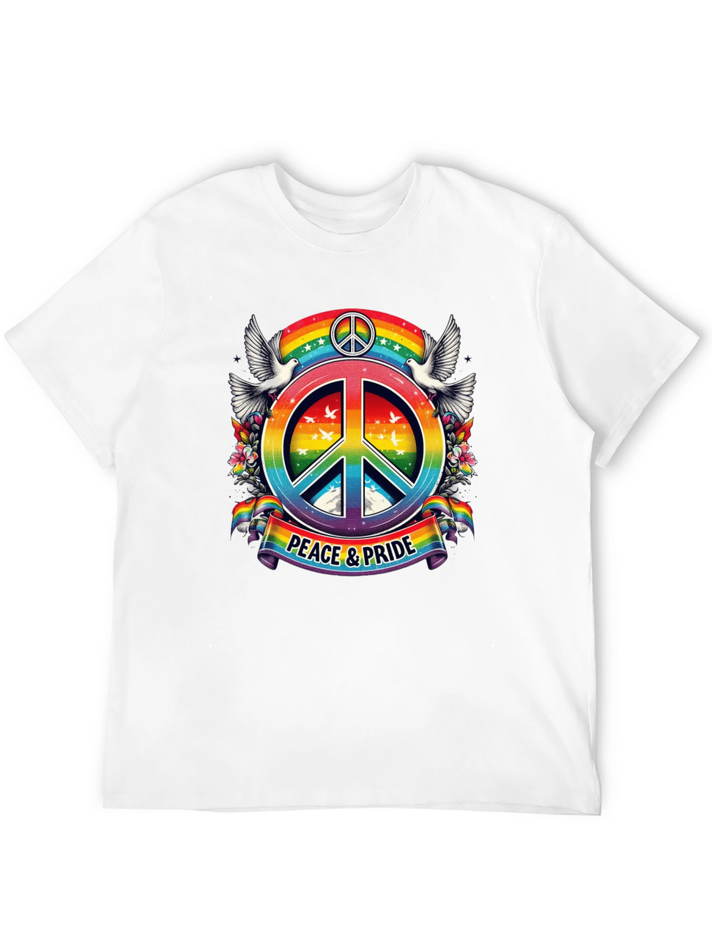 Peace & Pride Rainbow Graphic T-Shirt