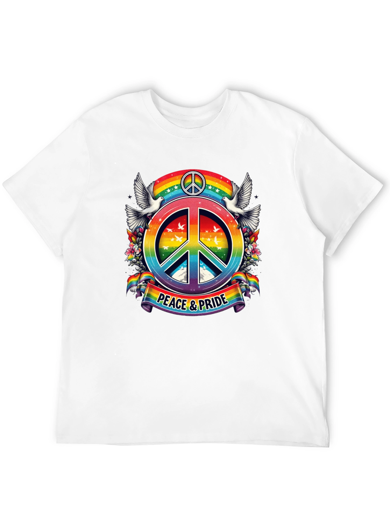 Peace & Pride Rainbow Graphic T-Shirt