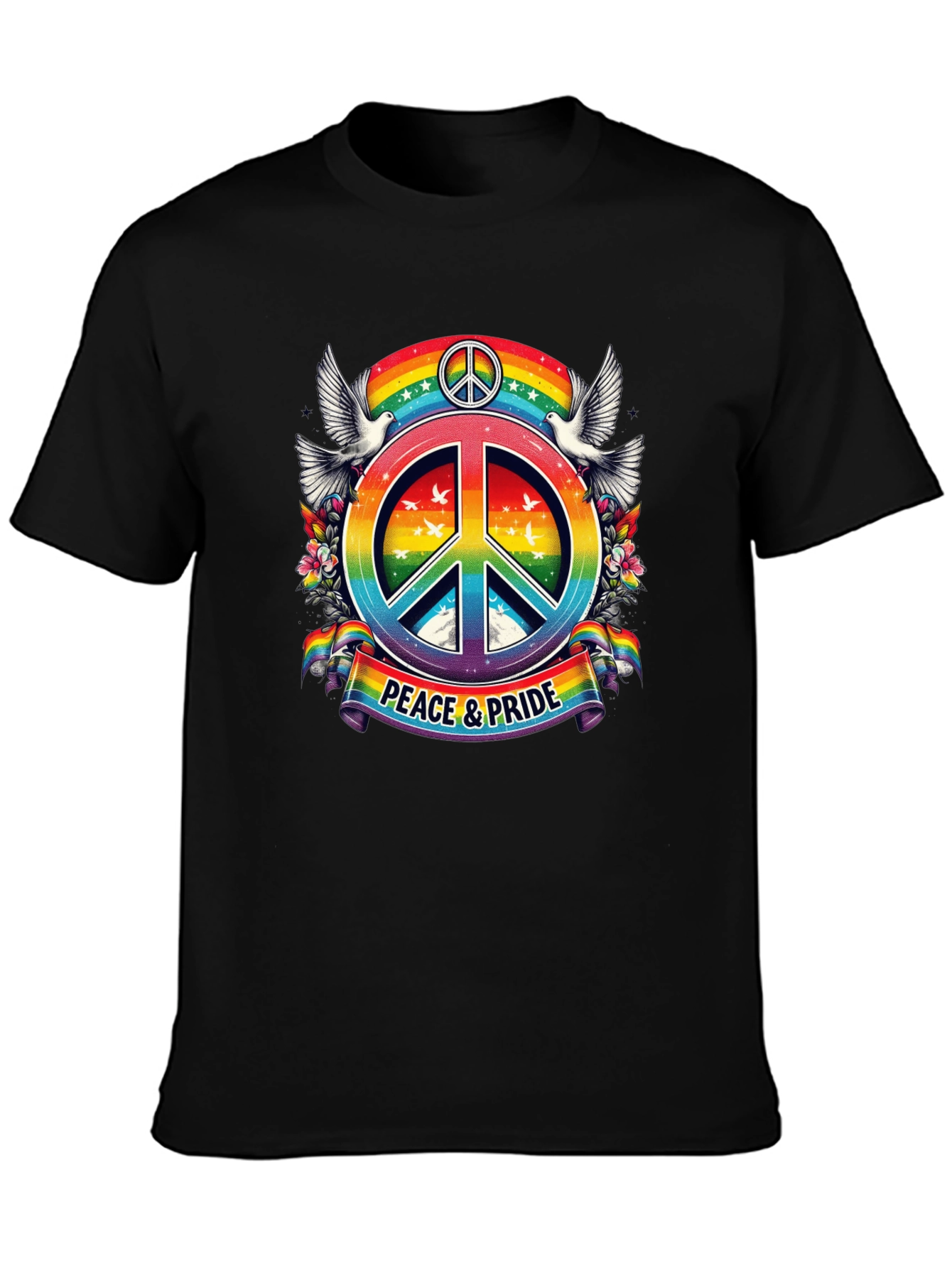 Peace & Pride Rainbow Graphic T-Shirt