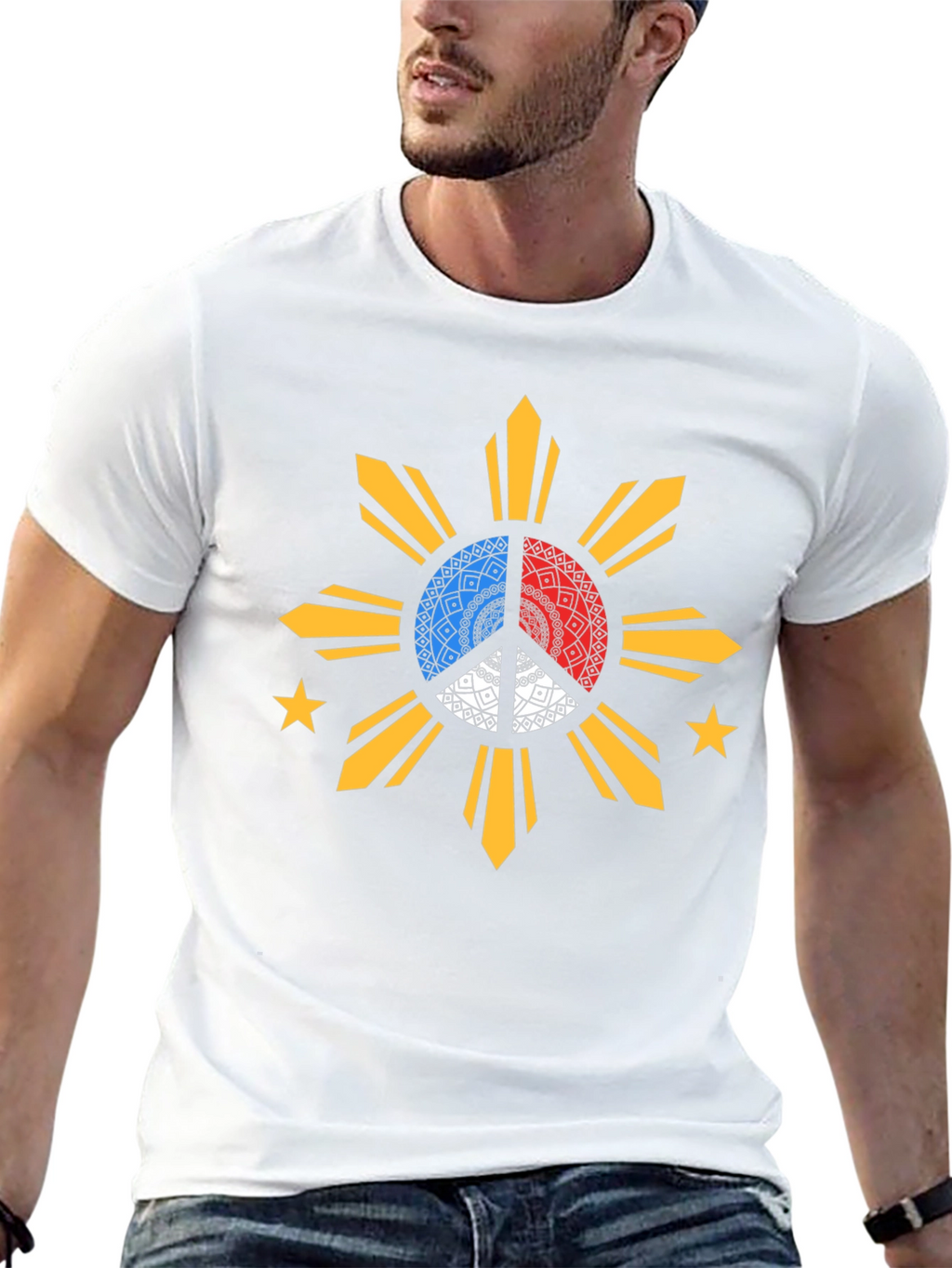 Filipino Sun Peace Sign Black T-Shirt