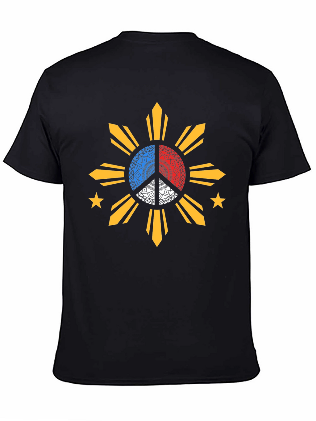 Filipino Sun Peace Sign Black T-Shirt