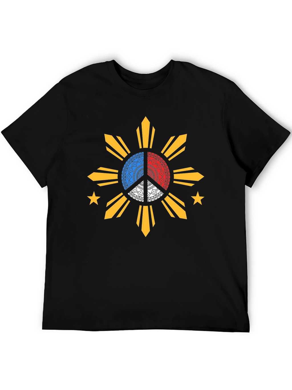 Filipino Sun Peace Sign Black T-Shirt