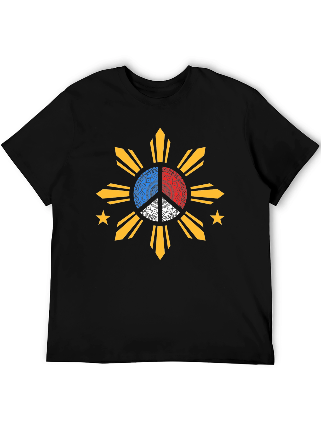 Filipino Sun Peace Sign Black T-Shirt