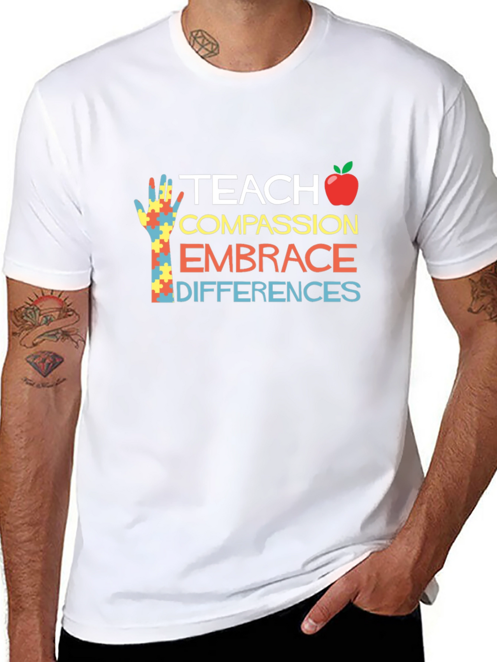 Teach Compassion Embrace Differences Black T-Shirt