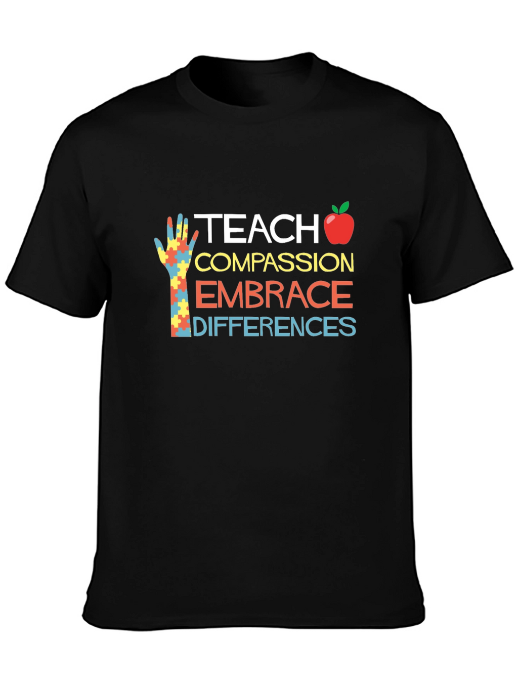 Teach Compassion Embrace Differences Black T-Shirt