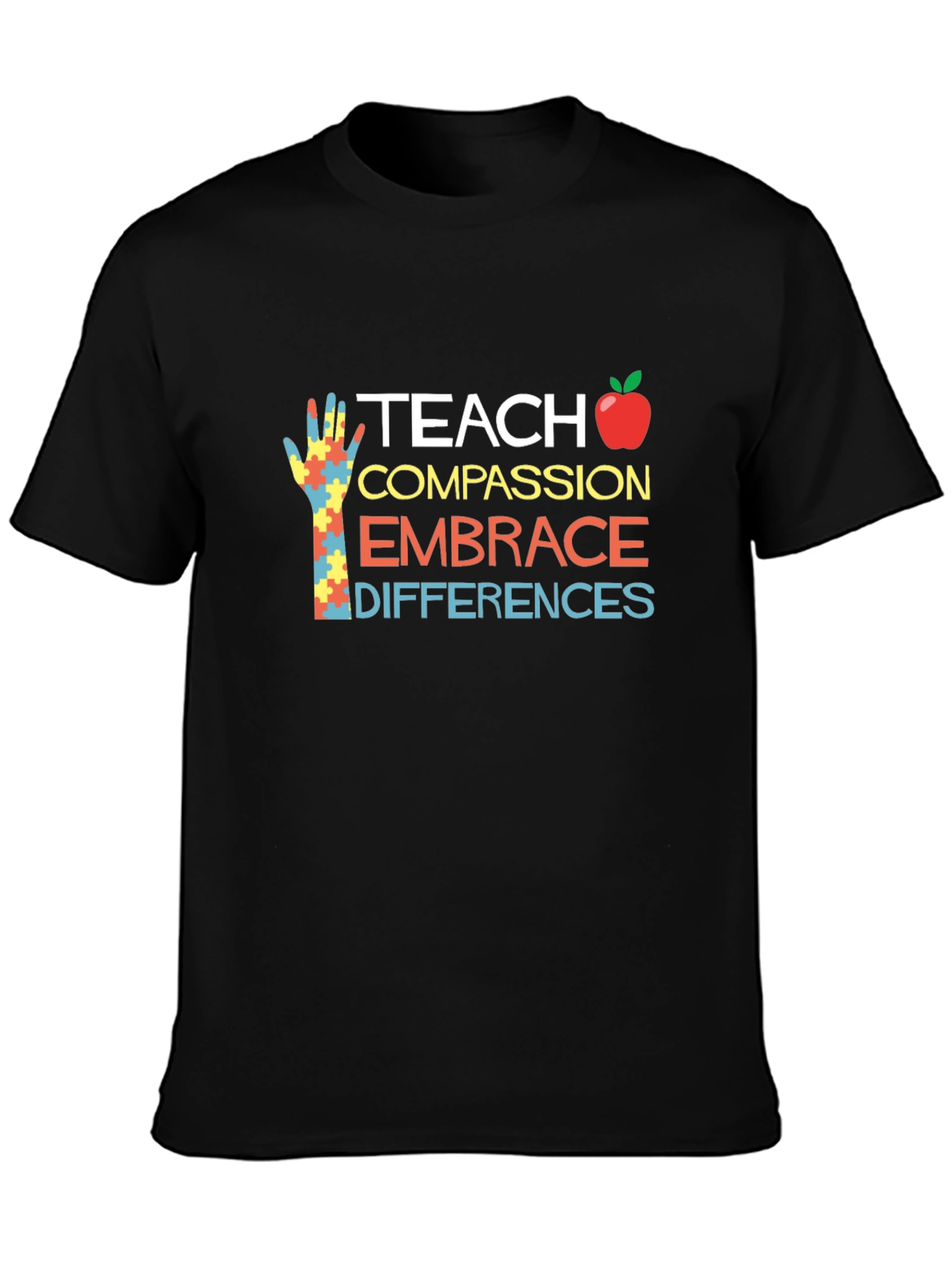 Teach Compassion Embrace Differences Black T-Shirt