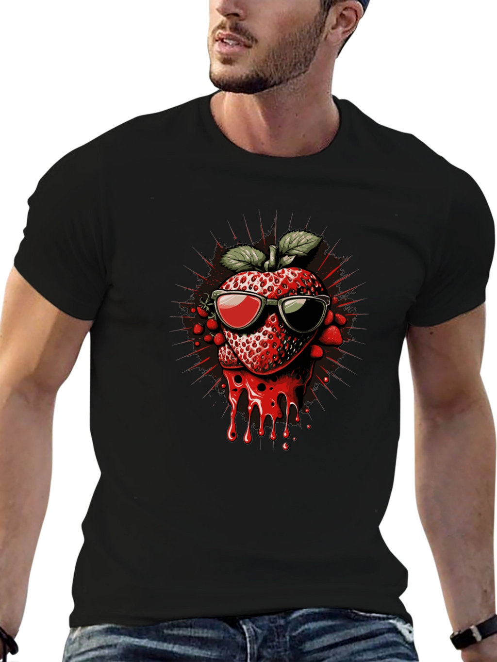 Strawberry Drip Graphic Tee - Cool Summer Style