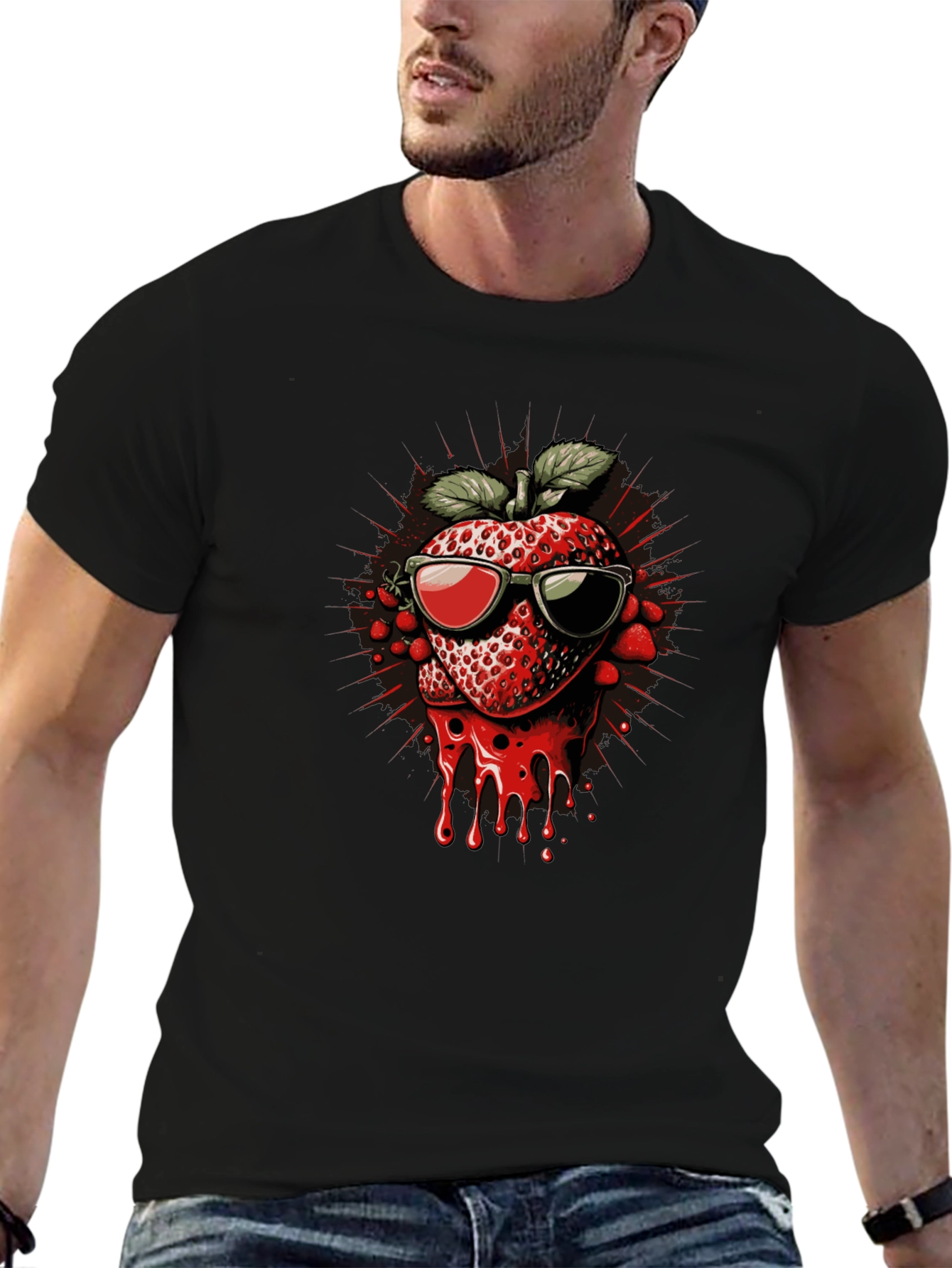 Strawberry Drip Graphic Tee - Cool Summer Style