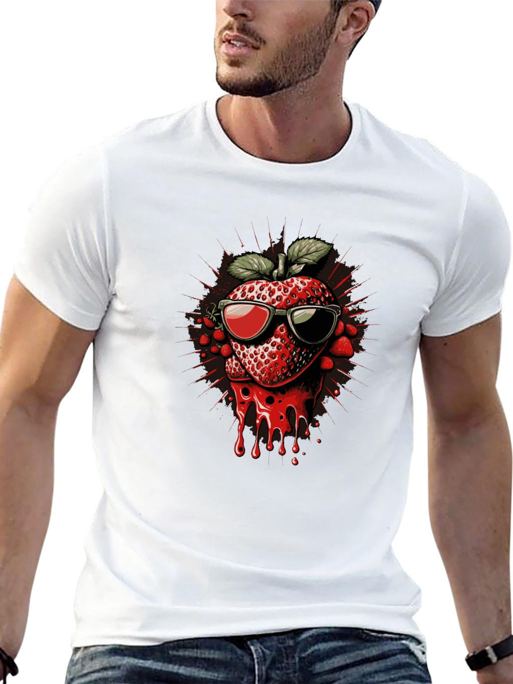 Strawberry Drip Graphic Tee - Cool Summer Style