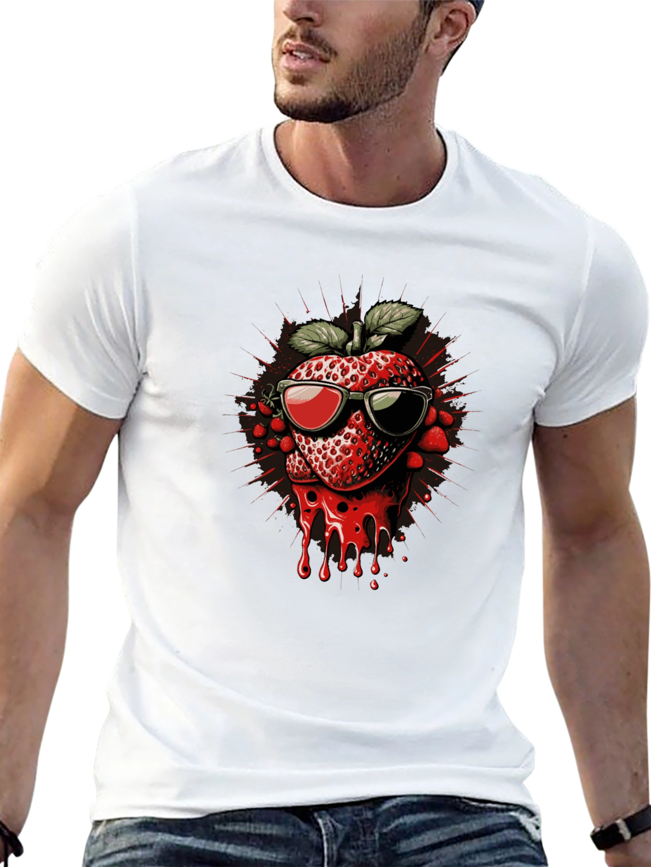 Strawberry Drip Graphic Tee - Cool Summer Style