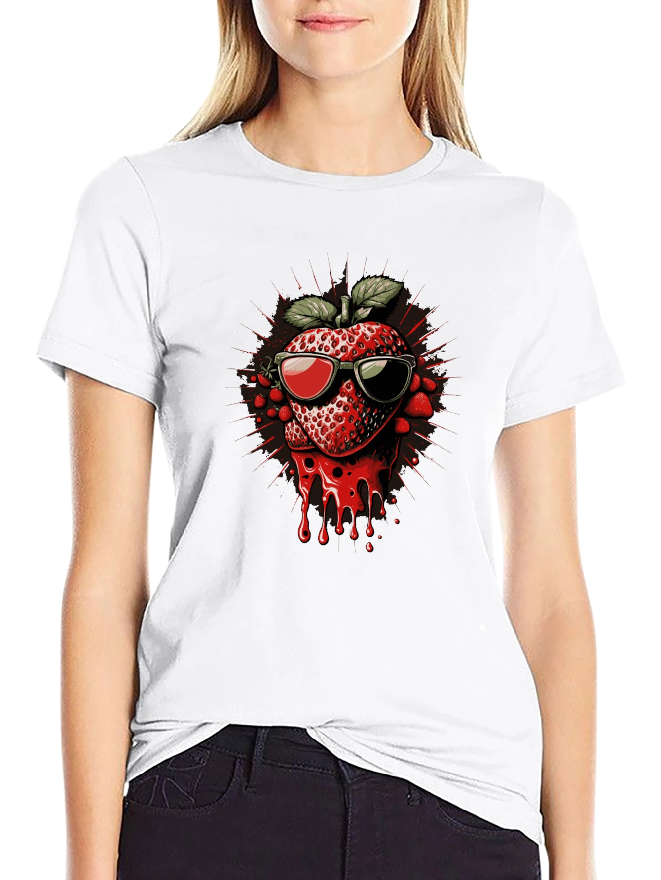 Strawberry Drip Graphic Tee - Cool Summer Style