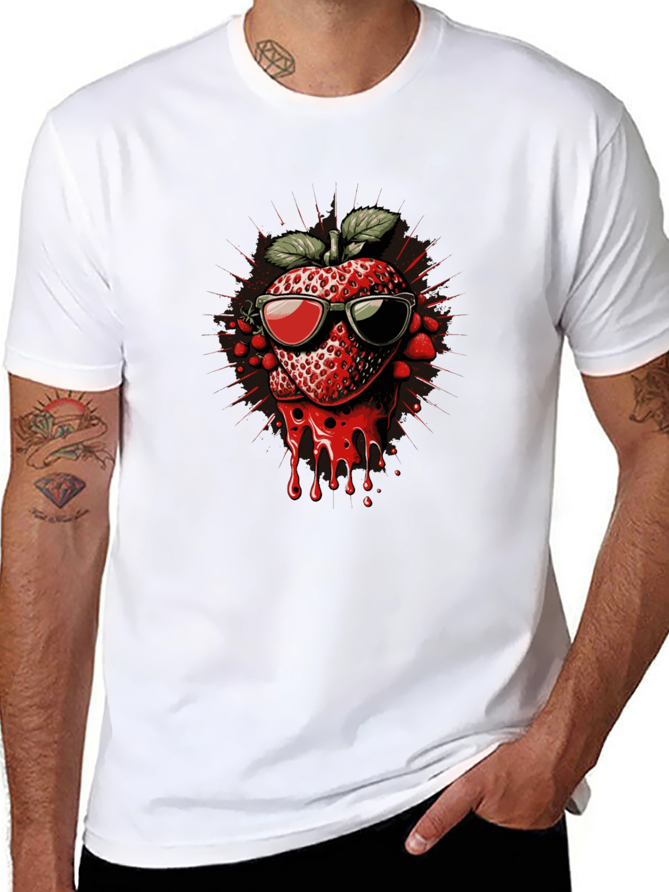 Strawberry Drip Graphic Tee - Cool Summer Style