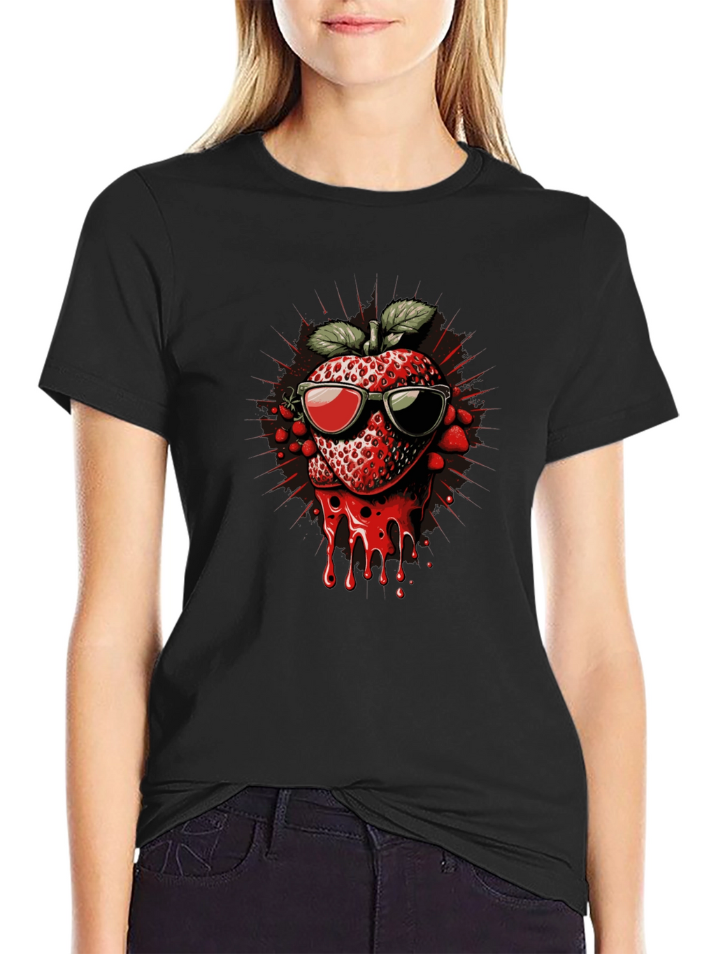 Strawberry Drip Graphic Tee - Cool Summer Style