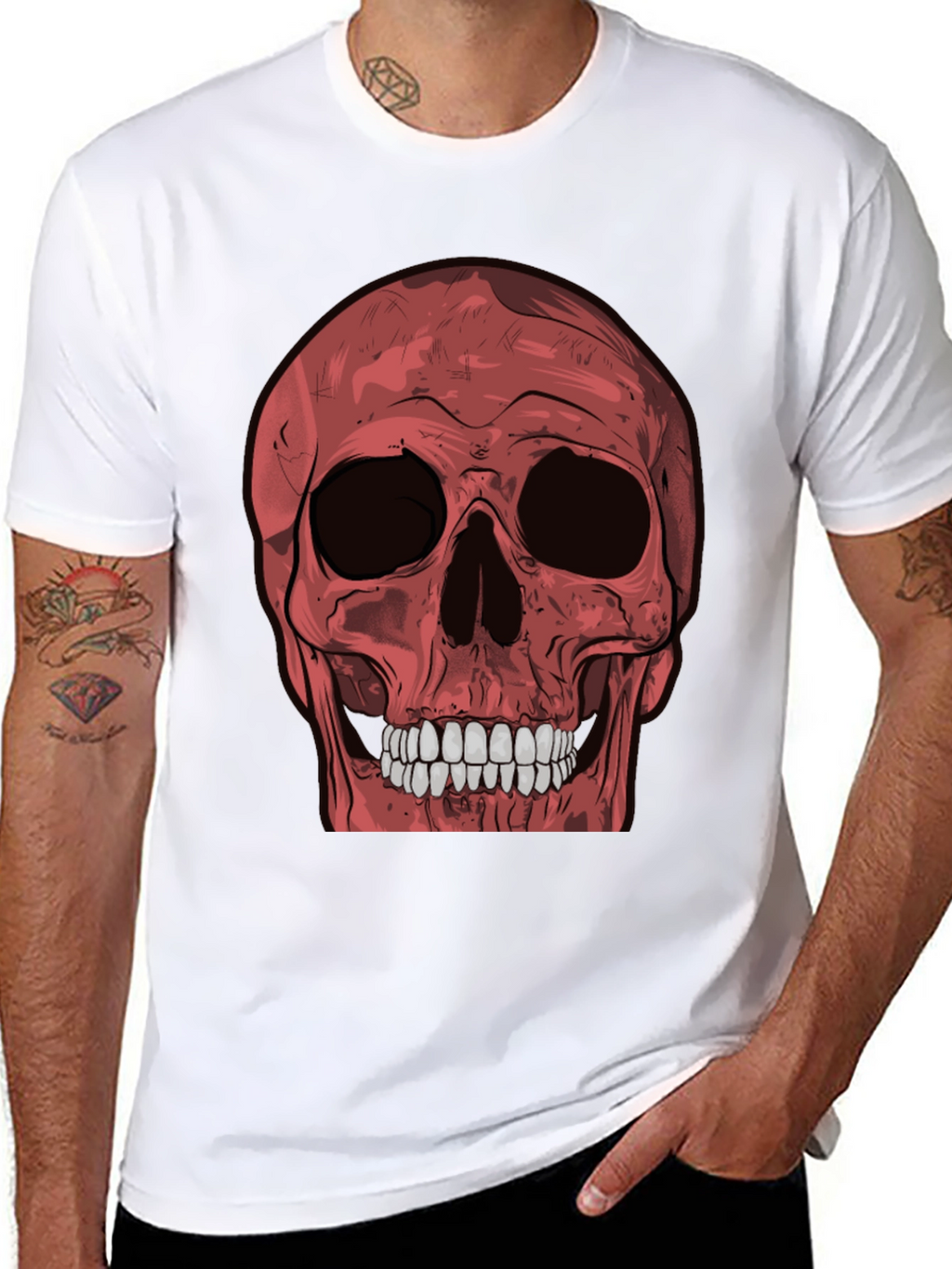 Red Skull Graphic Tee - Mens Black T-Shirt