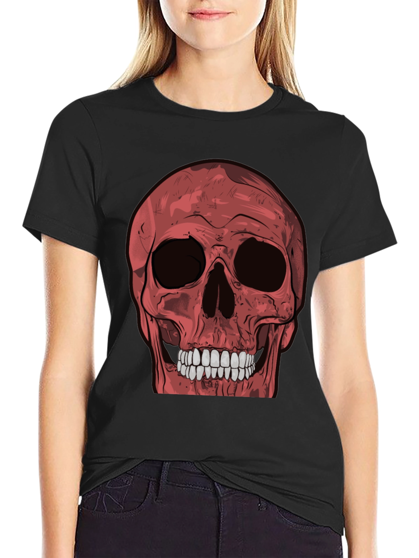 Red Skull Graphic Tee - Mens Black T-Shirt