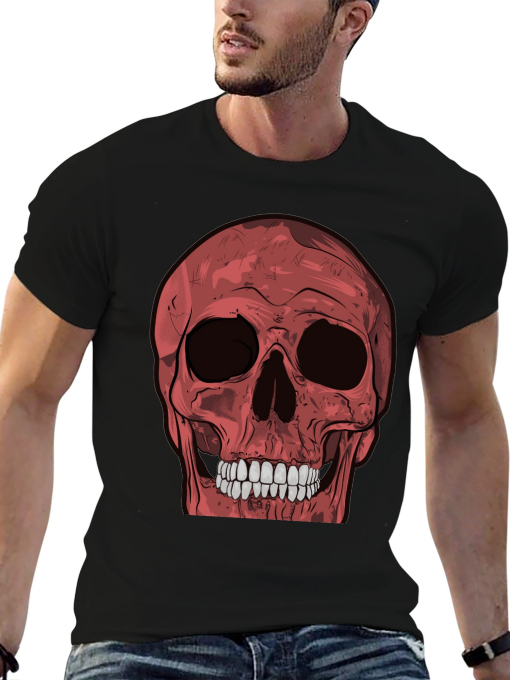 Red Skull Graphic Tee - Mens Black T-Shirt