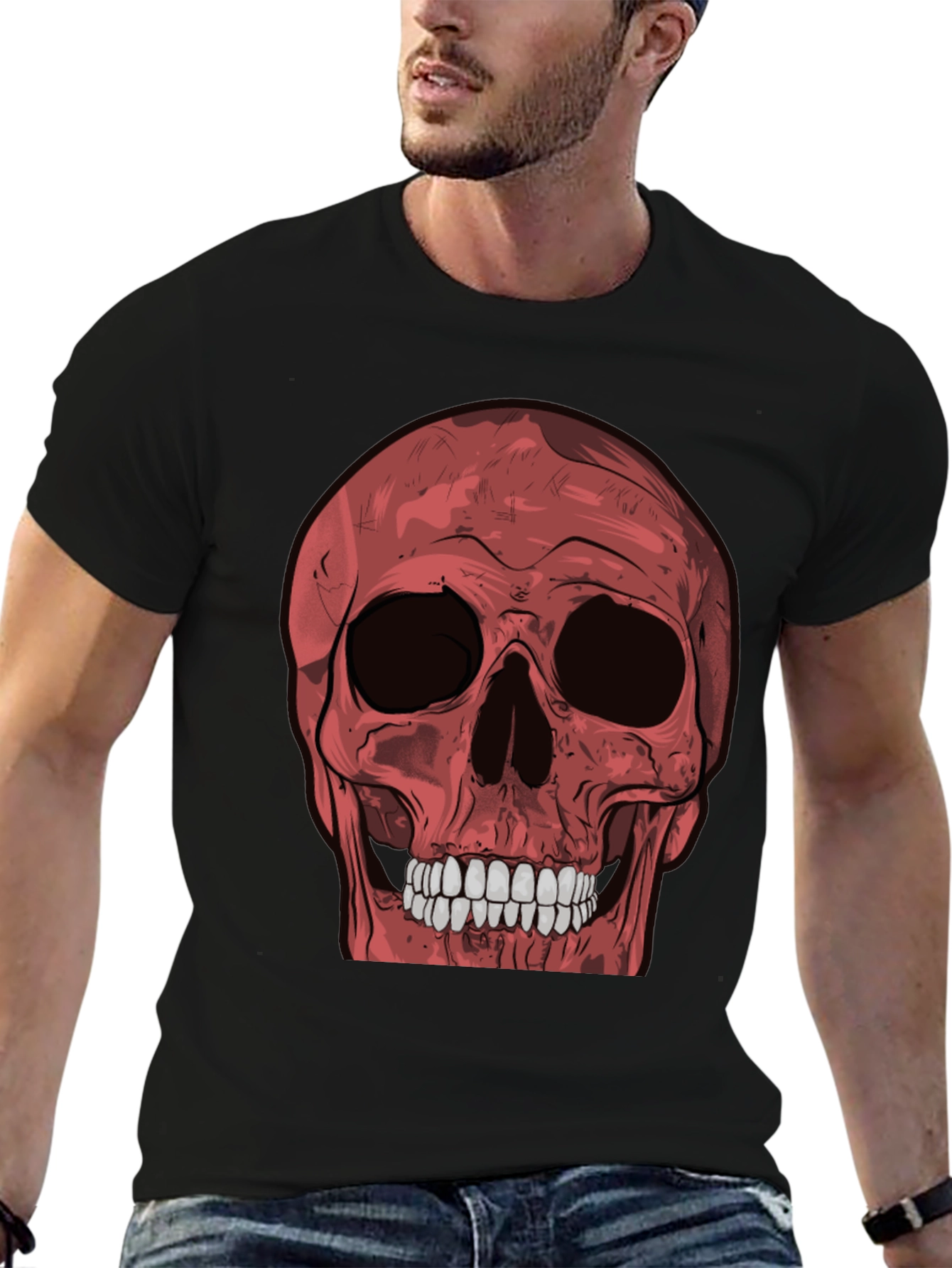 Red Skull Graphic Tee - Mens Black T-Shirt