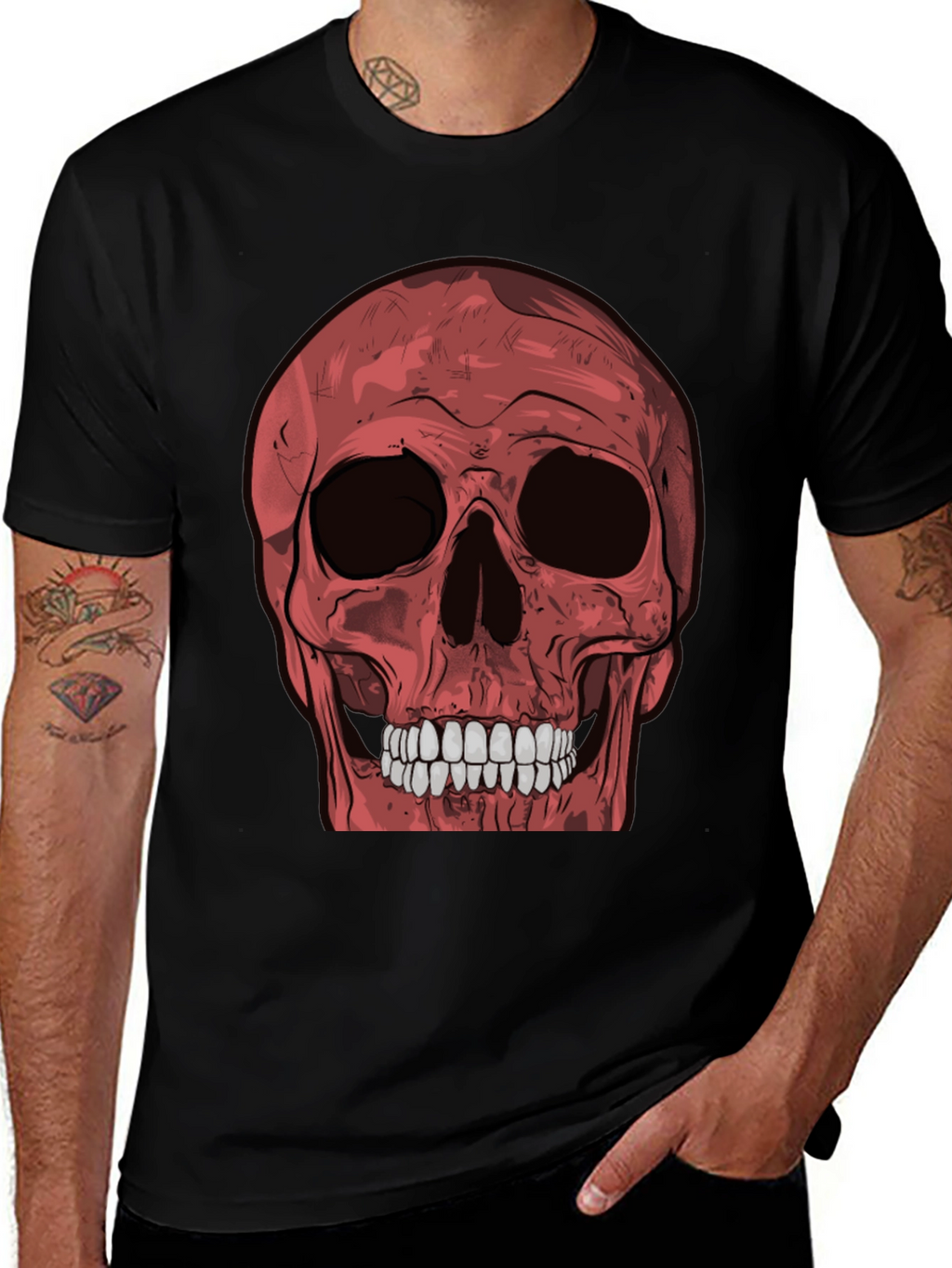 Red Skull Graphic Tee - Mens Black T-Shirt
