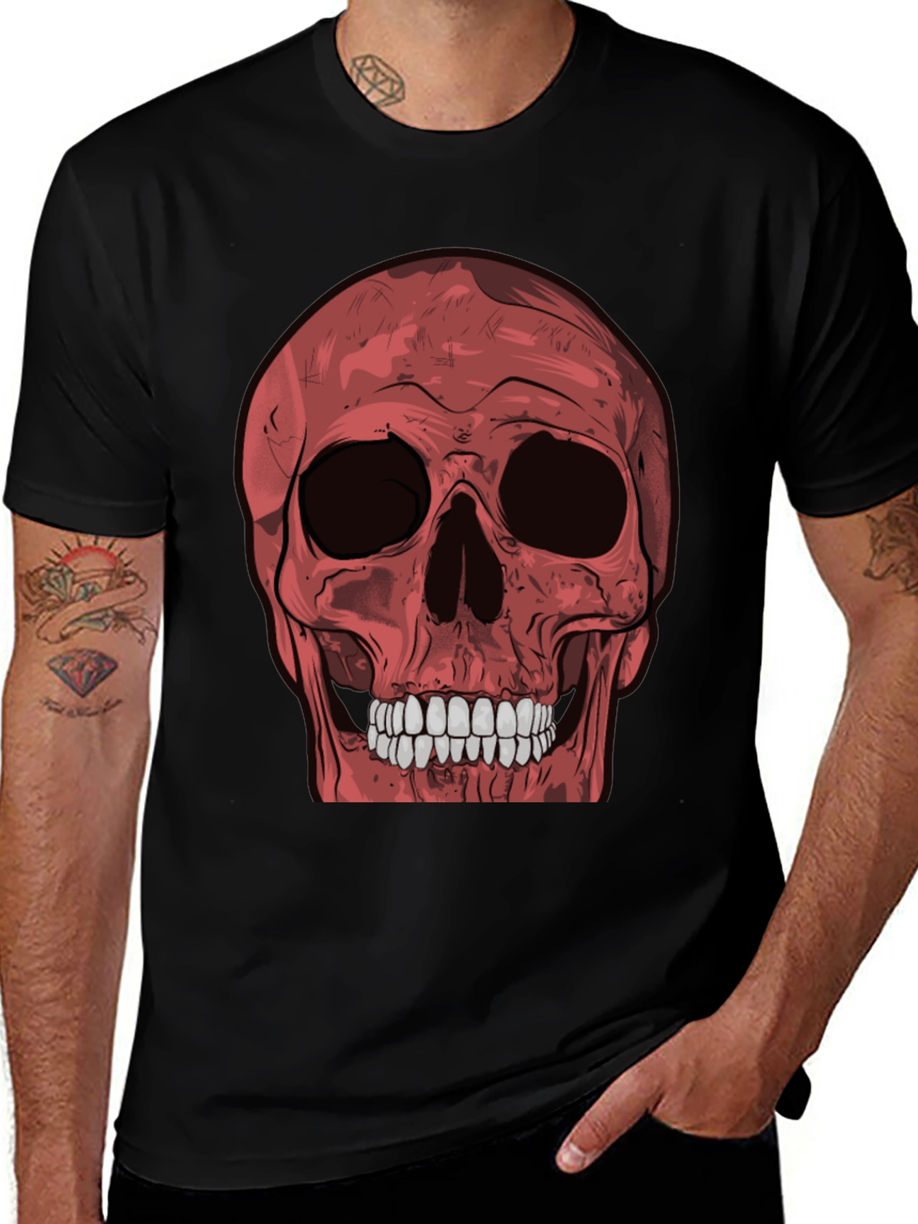 Red Skull Graphic Tee - Mens Black T-Shirt