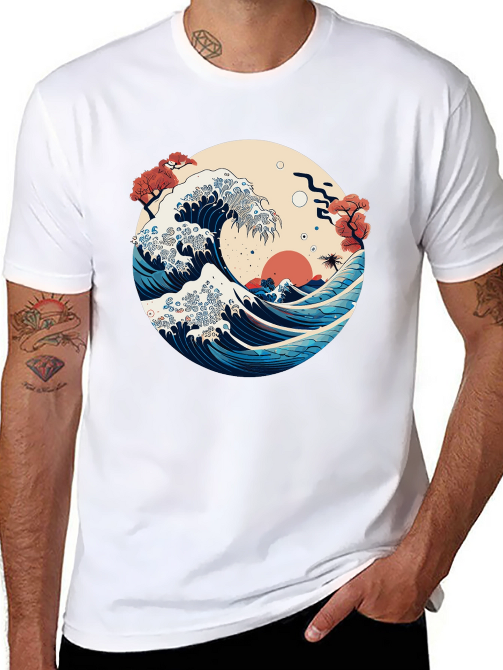 Great Wave Graphic Tee - Japanese Art Style