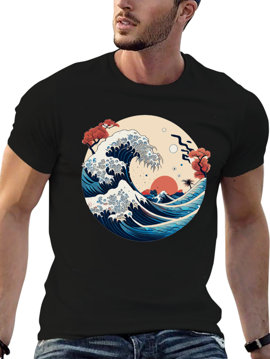 Great Wave Graphic Tee - Japanese Art Style