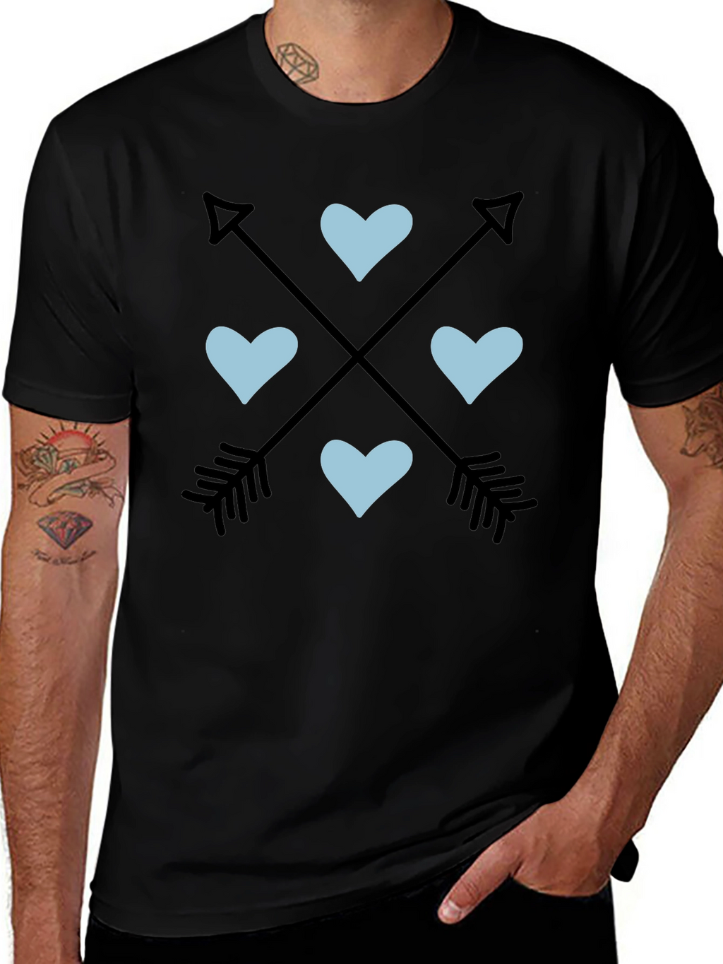 Arrow Heart Graphic Tee - Black Unisex T-Shirt