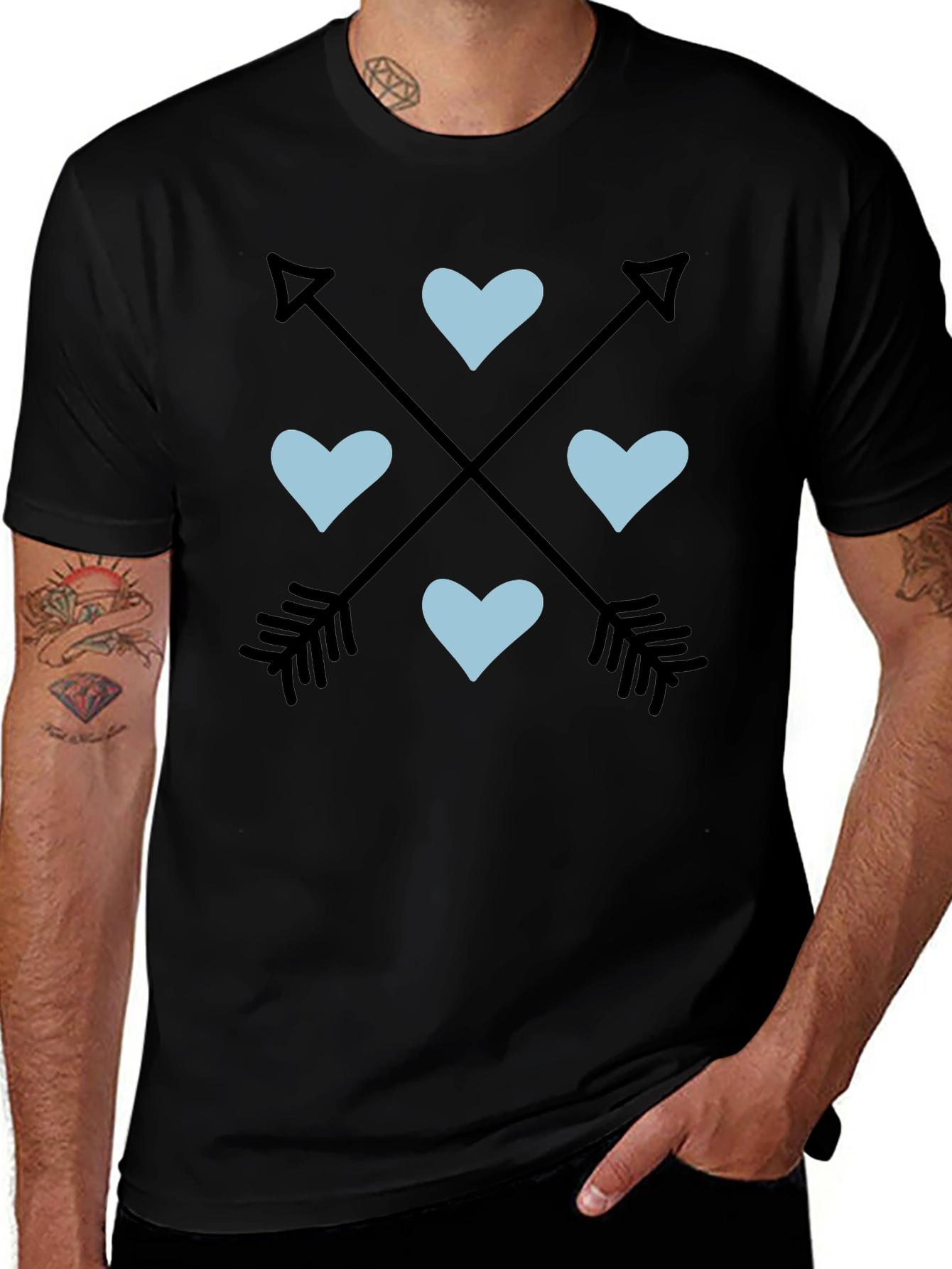 Arrow Heart Graphic Tee - Black Unisex T-Shirt