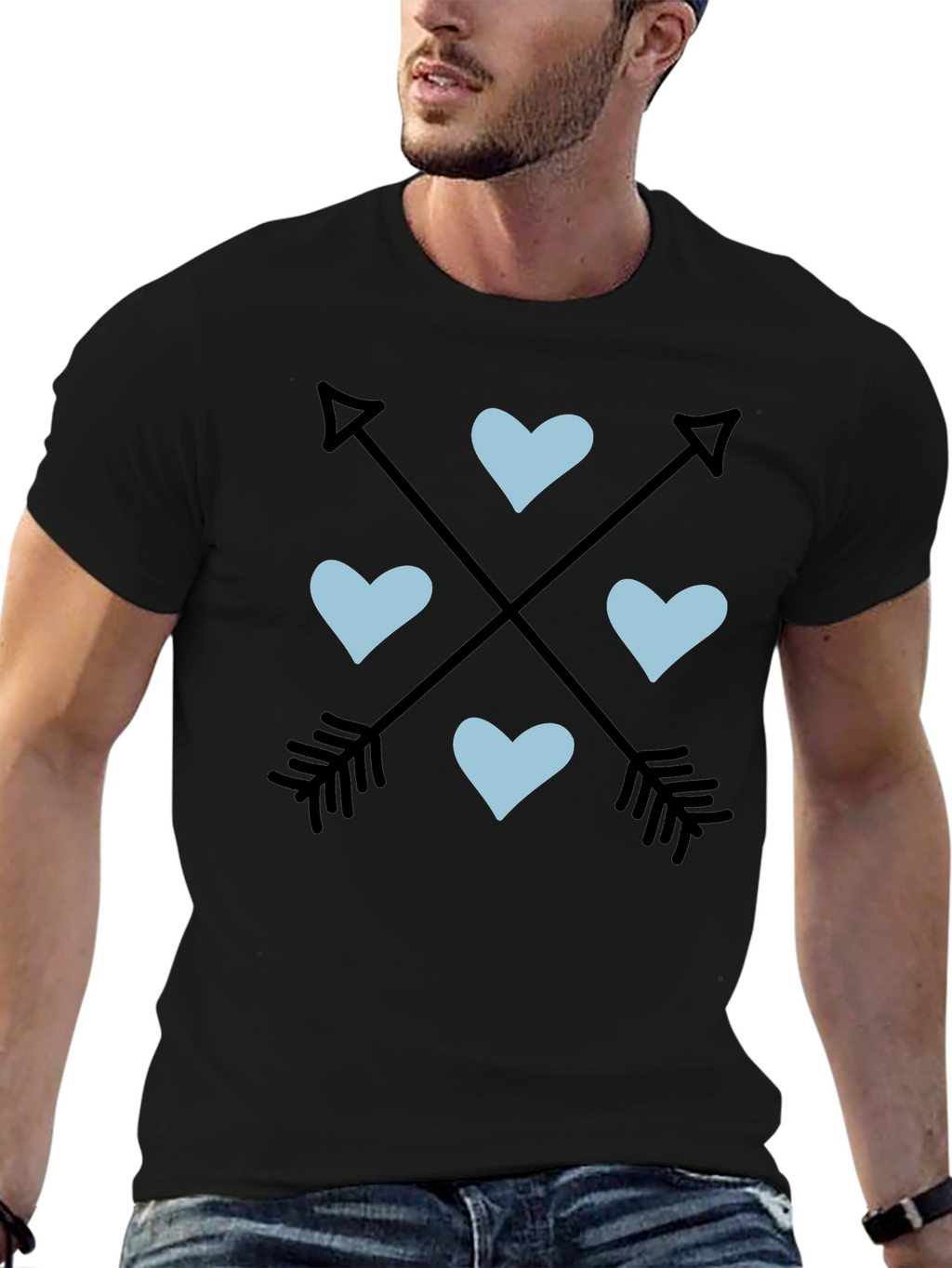 Arrow Heart Graphic Tee - Black Unisex T-Shirt