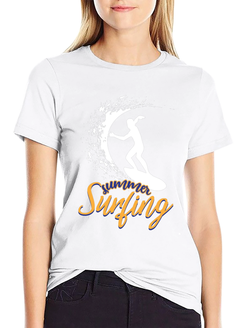 Summer Surfing Graphic T-Shirt - Black